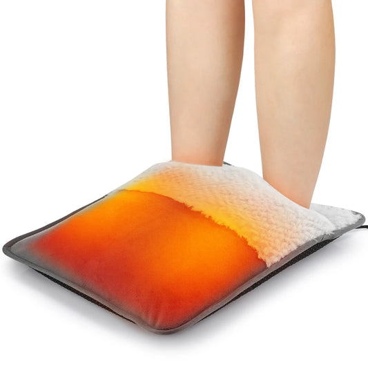 Electric Foot Warmer Pad, 9 Heat Levels 4 Timer Settings, Soft Washable Foldable Heating Mat for under Desk Office Home Winter